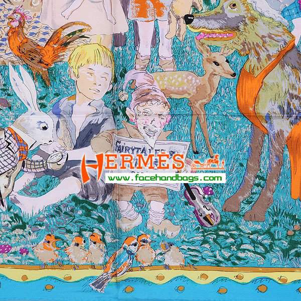 Hermes 100% Silk Square Scarf Blue HESISS 87 x 87 - Click Image to Close